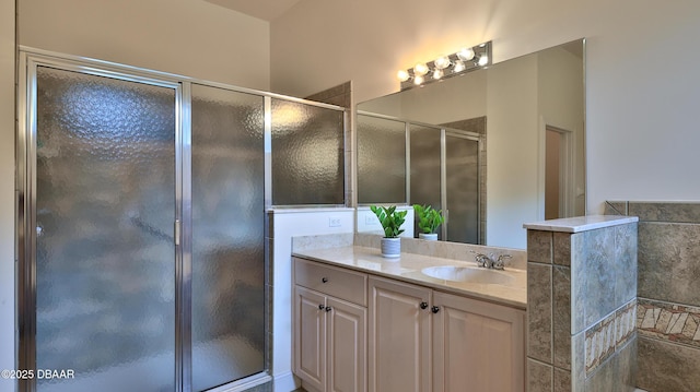 4269 Mayfair Ln, Port Orange, FL 32129 - bathroom featuring a stall shower and vanity
