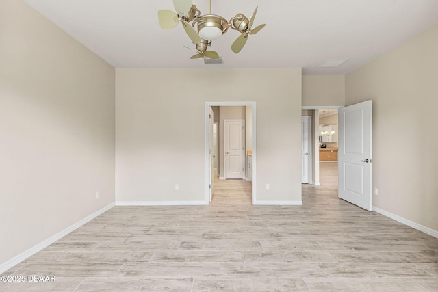 3402 Torre Blvd, New Smyrna Beach, FL 32168 - unfurnished bedroom with light wood-style flooring, baseboards, and ceiling fan