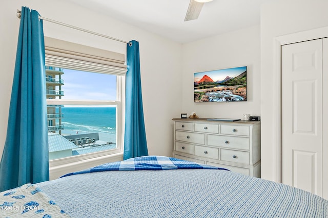 3721 S Atlantic Ave Unit 801, Daytona Beach Shores, FL 32116 - bedroom with a ceiling fan
