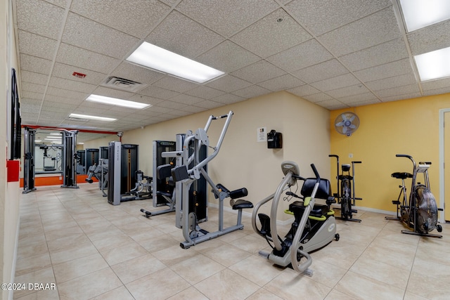 gym with a drop ceiling