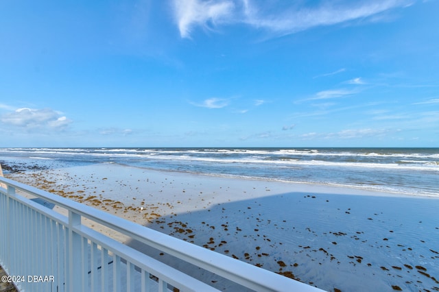 view of water feature featuring a beach view