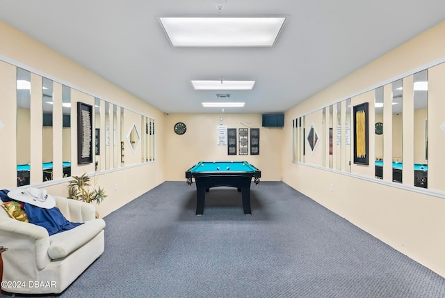 recreation room with pool table and carpet flooring