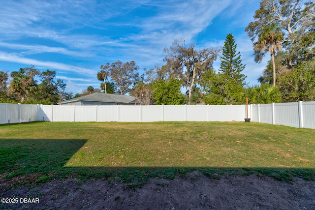 view of yard featuring a fenced backyard