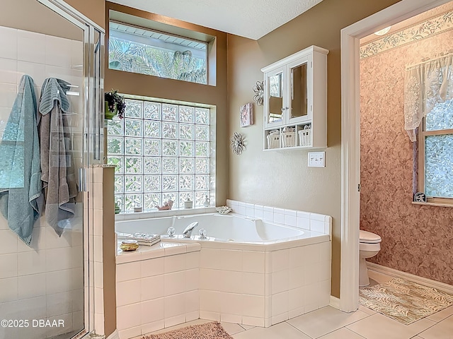 1840 Tara Marie Ln, Port Orange, FL 32128 - bathroom with a shower stall, a garden tub, toilet, and tile patterned flooring