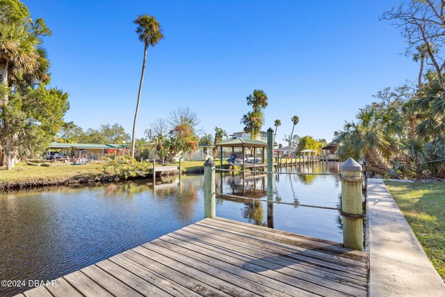 view of dock featuring a water view