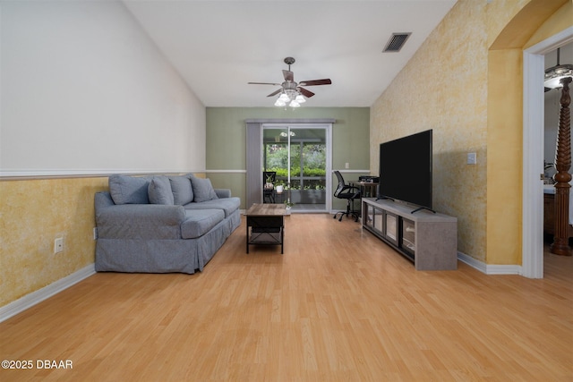 2953 Wild Pecan Ct, Port Orange, FL 32129 - living room with wood finished floors and ceiling fan