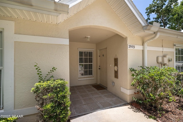 2953 Wild Pecan Ct, Port Orange, FL 32129 - property entrance featuring stucco siding