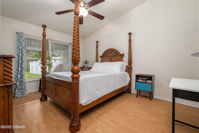 2953 Wild Pecan Ct, Port Orange, FL 32129 - bedroom with lofted ceiling, light wood-type flooring, and ceiling fan