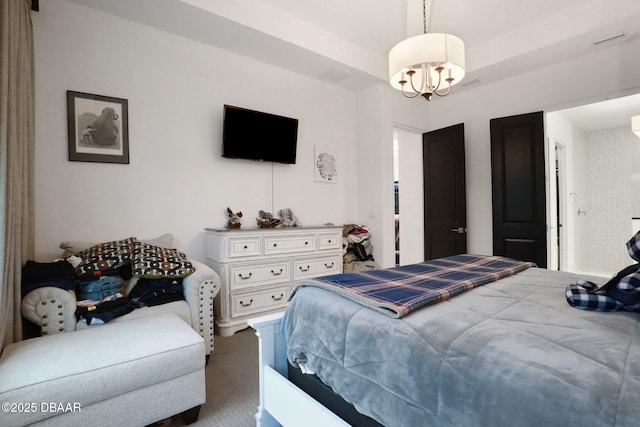 6294 W Fallsgrove Ln, Port Orange, FL 32128 - carpeted bedroom with a chandelier