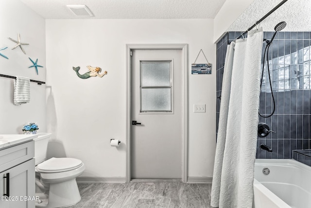 full bath featuring a wealth of natural light, visible vents, vanity, and toilet