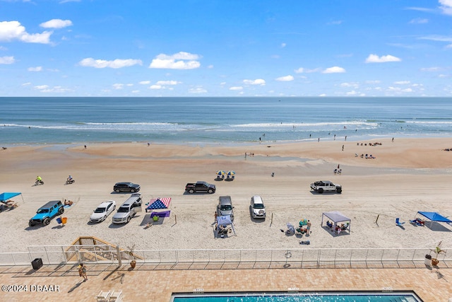 property view of water featuring a view of the beach