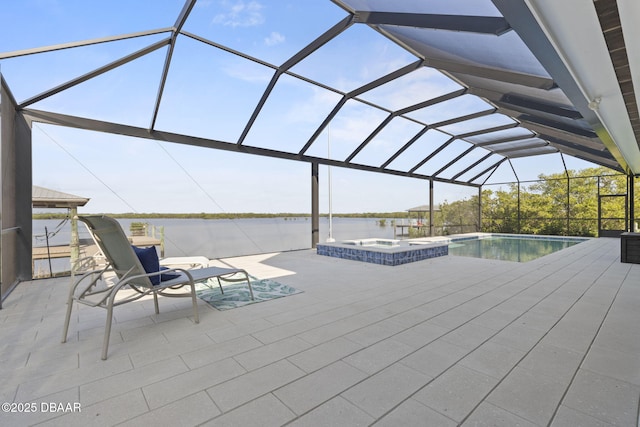 4210 S Peninsula Dr, Port Orange, FL 32127 - view of pool with a pool with connected hot tub, a patio, and a lanai