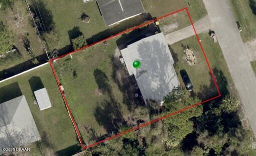 3422 Victory Palm Dr, Edgewater, FL 32141 - aerial map of property and surrounding area featuring property parcel outlined