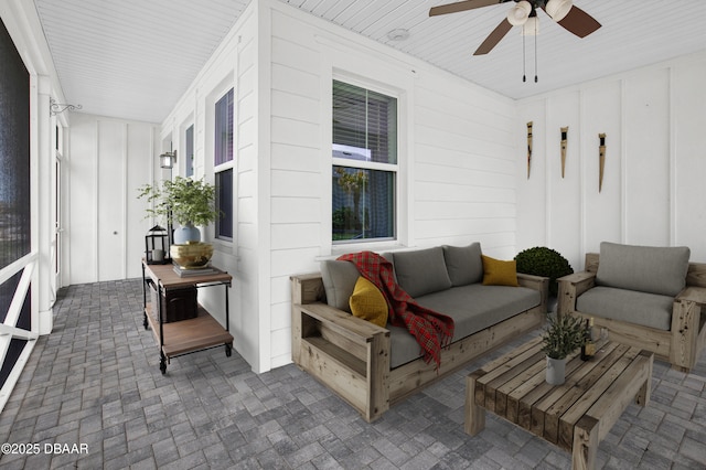 623 Margaritaville Ave, Daytona Beach, FL 32124 - sunroom with ceiling fan and an outdoor hangout area
