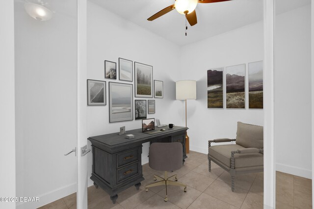 623 Margaritaville Ave, Daytona Beach, FL 32124 - office area with ceiling fan and light tile patterned floors
