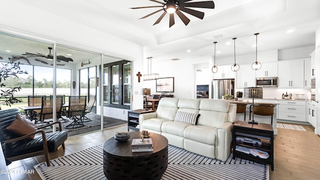 living room featuring light hardwood / wood-style flooring