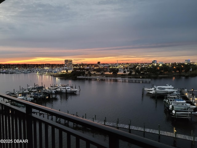 view of water feature featuring a boat dock