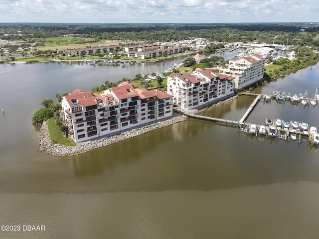 bird's eye view featuring a water view