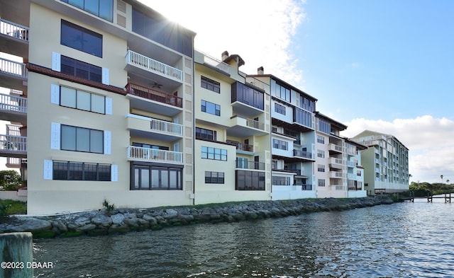 view of property with a water view