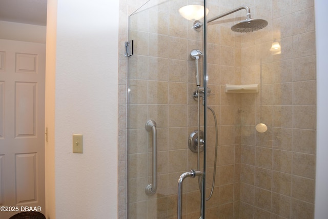 bathroom with a stall shower