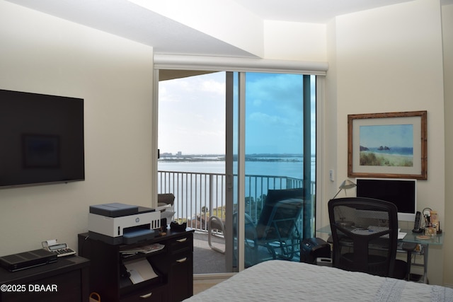 bedroom with multiple windows and access to exterior
