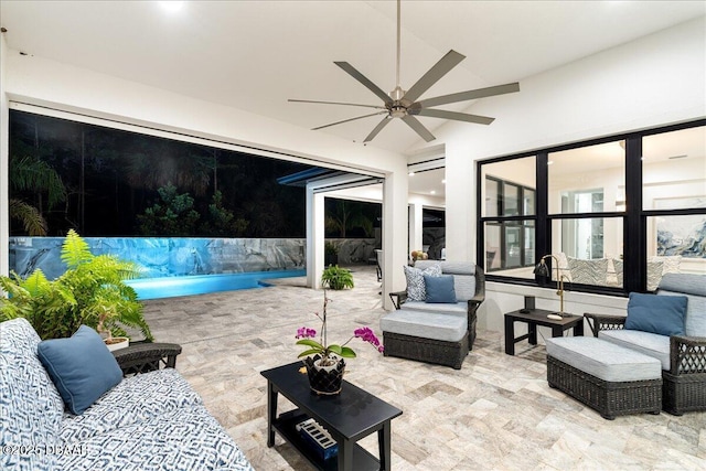 634 Woodbridge Dr, Ormond Beach, FL 32174 - view of patio featuring a ceiling fan and an outdoor living space