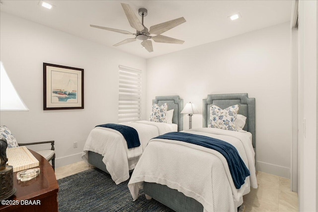 634 Woodbridge Dr, Ormond Beach, FL 32174 - bedroom with baseboards, a ceiling fan, and recessed lighting
