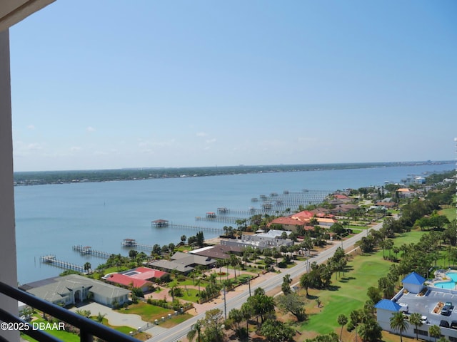 exterior space featuring a water view