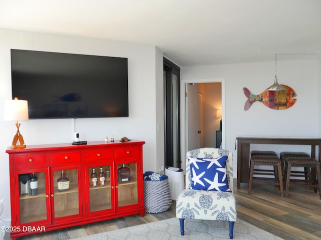 living area featuring wood finished floors