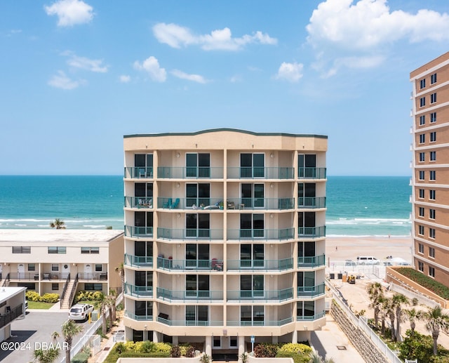 property view of water with a beach view