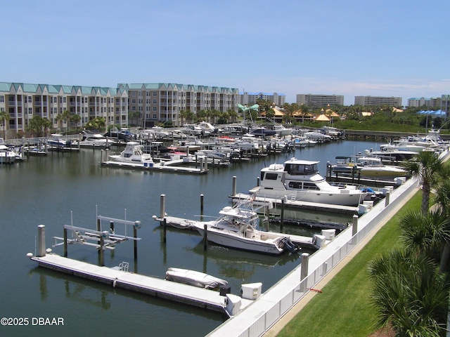 view of dock featuring a water view