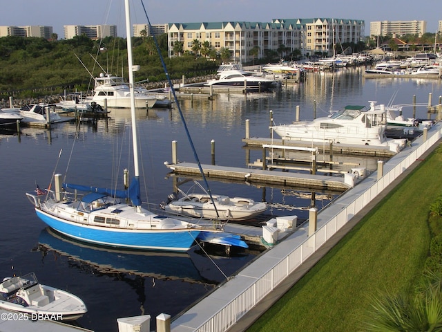 view of dock featuring a water view