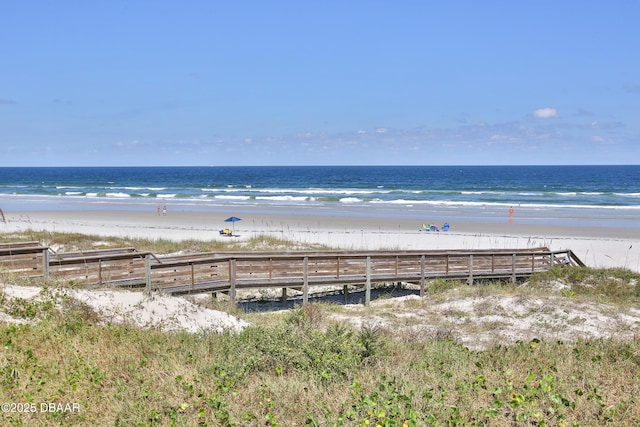 property view of water with a beach view