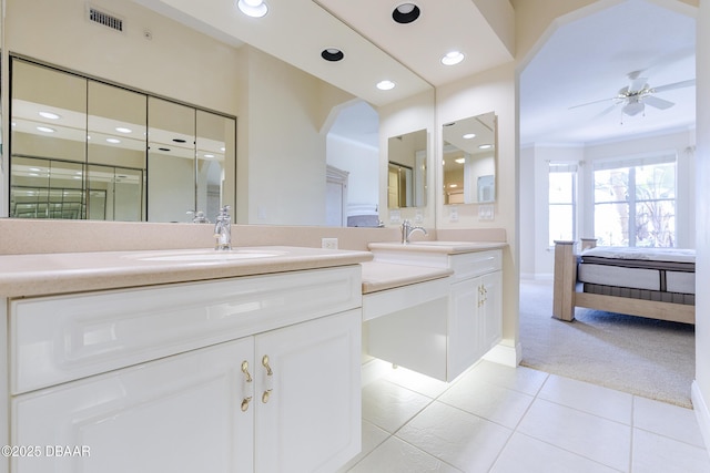 4624 Harbour Village Blvd Unit 4204, Ponce Inlet, FL 32127 - ensuite bathroom featuring double vanity, visible vents, tile patterned flooring, and a sink