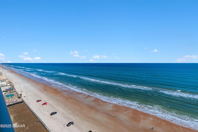 property view of water featuring a beach view