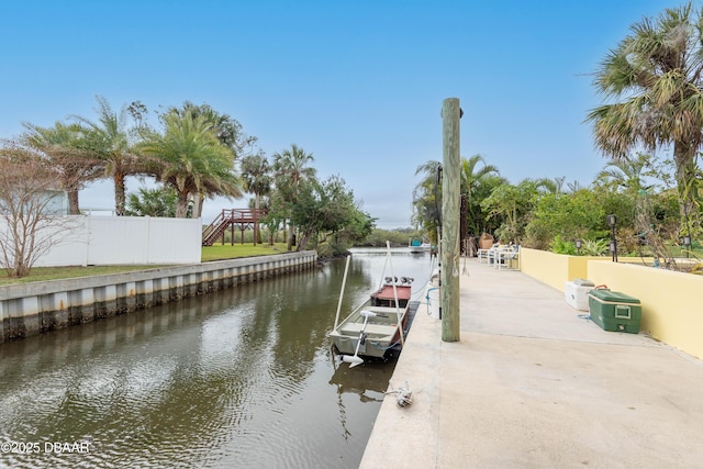 dock area featuring a water view