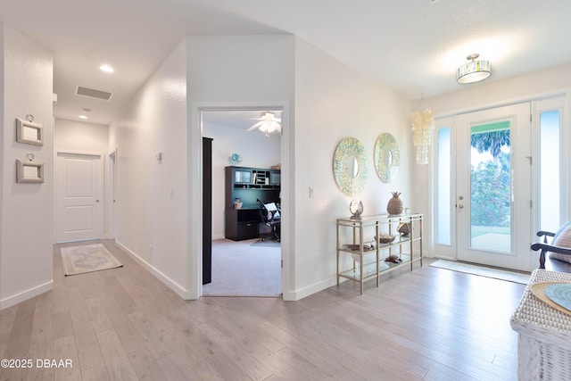 entryway with light wood-type flooring