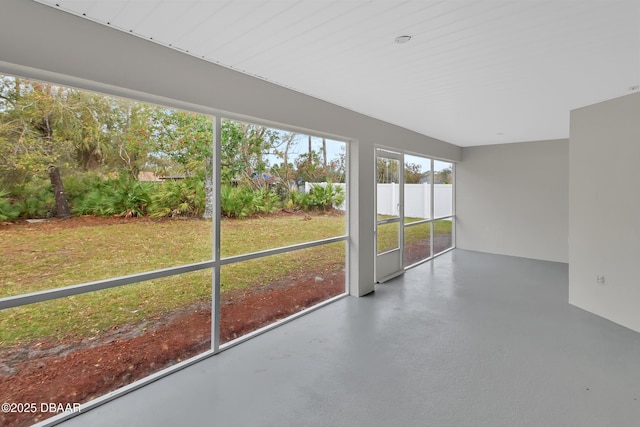view of unfurnished sunroom