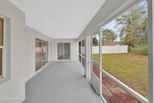 view of unfurnished sunroom