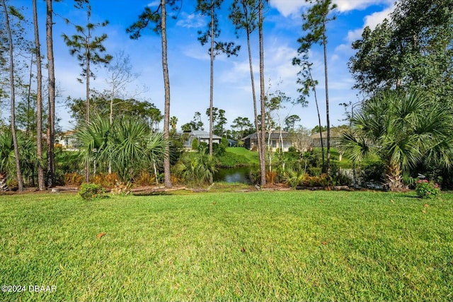 view of yard with a water view