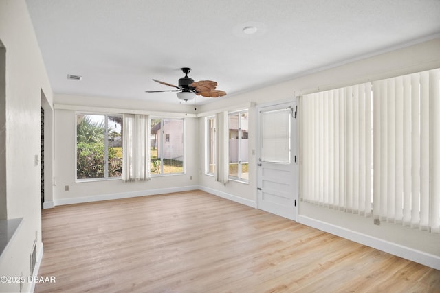 33 Sea Harbor Dr E, Ormond Beach, FL 32176 - empty room with baseboards, a ceiling fan, and light wood finished floors