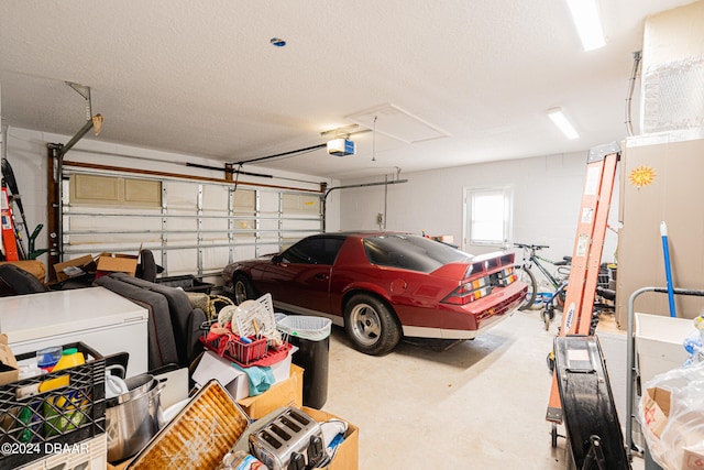 garage with a garage door opener