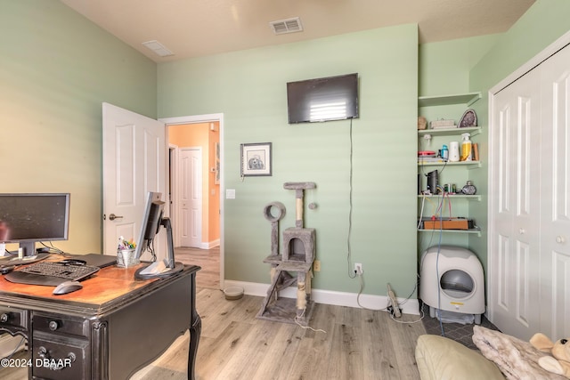 office featuring light hardwood / wood-style flooring