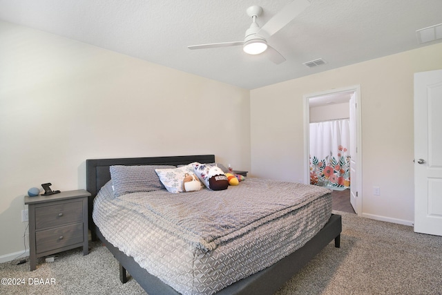 bedroom featuring carpet and ceiling fan