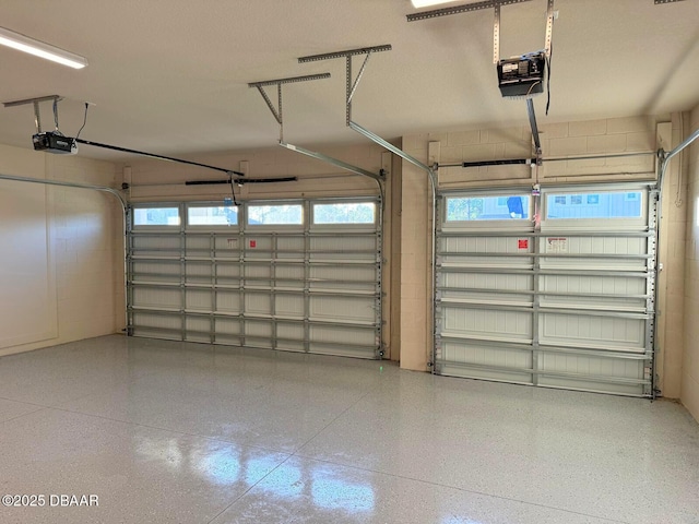 garage with a garage door opener