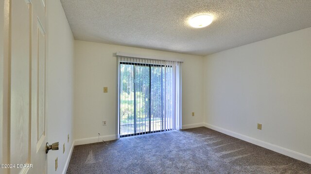 spare room featuring carpet floors and a textured ceiling