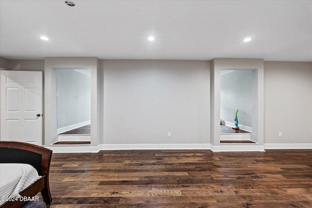 basement featuring dark wood-type flooring