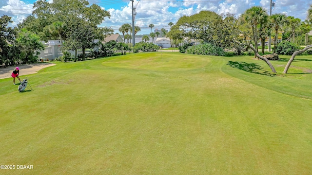 view of yard featuring view of golf course