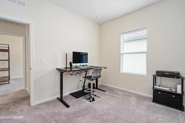 office with light colored carpet