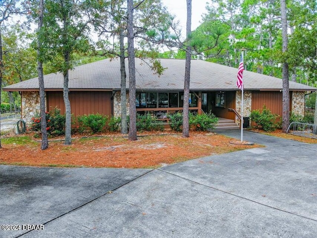 view of single story home